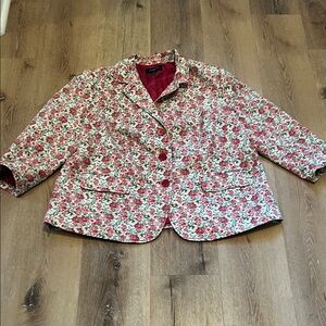 Talbots Floral Women’s Jacket - Pink and White 18W Quarter Length Sleeve